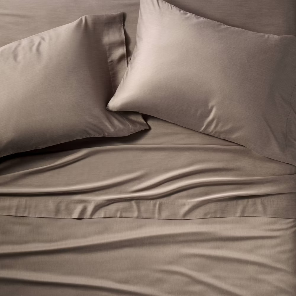 Queen 400 Thread Count Rayon from Bamboo Sheet Set Fig Brown -