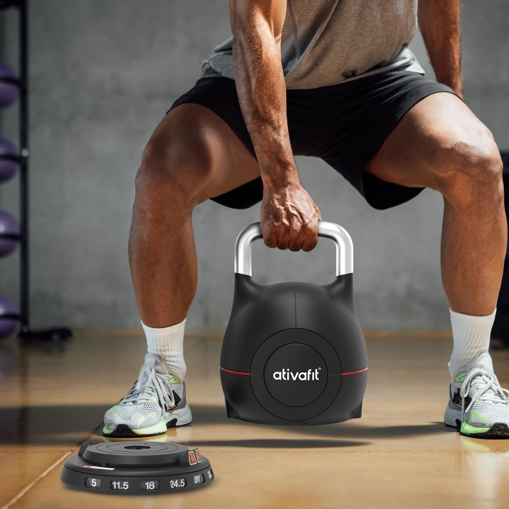 7 in 1 Adjustable Kettlebell 5-44lbs Adjustable Kettlebell with Solid Aluminu...