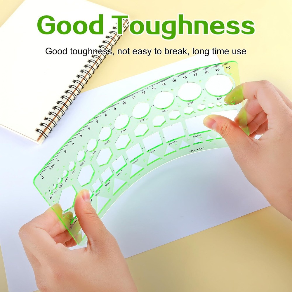 Circle Template for Drawing Drafting, 4Pcs Plastic Circle/Oval/Triangle Shape