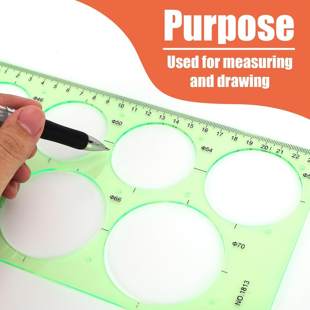 2 PCS Circle Template Ruler Plastic Stencil with 29 Circles for Drawing
