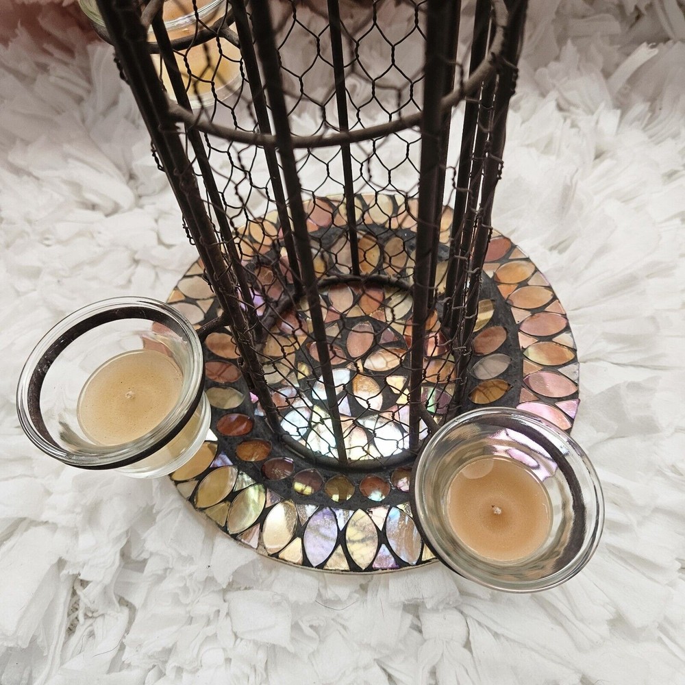 Rustic Metal Tower Includes Mosaic Plate Tea Lights Or Your Own Creativity!