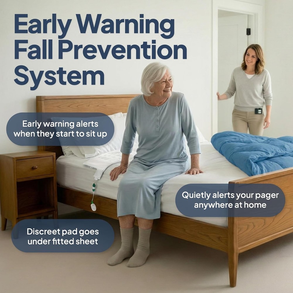 Fall Prevention Bed Exit Alarm - Wireless Pager & Sensor Technology Included