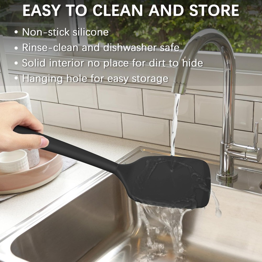 2 Spatulas for Cooking, High Temp Resistant, Durable, Black