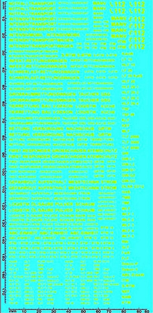 Emergency Services Yellow 1:87 Decal