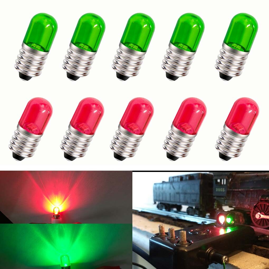 New Styles！Red & Green 12-18V Screw Base LED Bulb for American Flyer Accessories