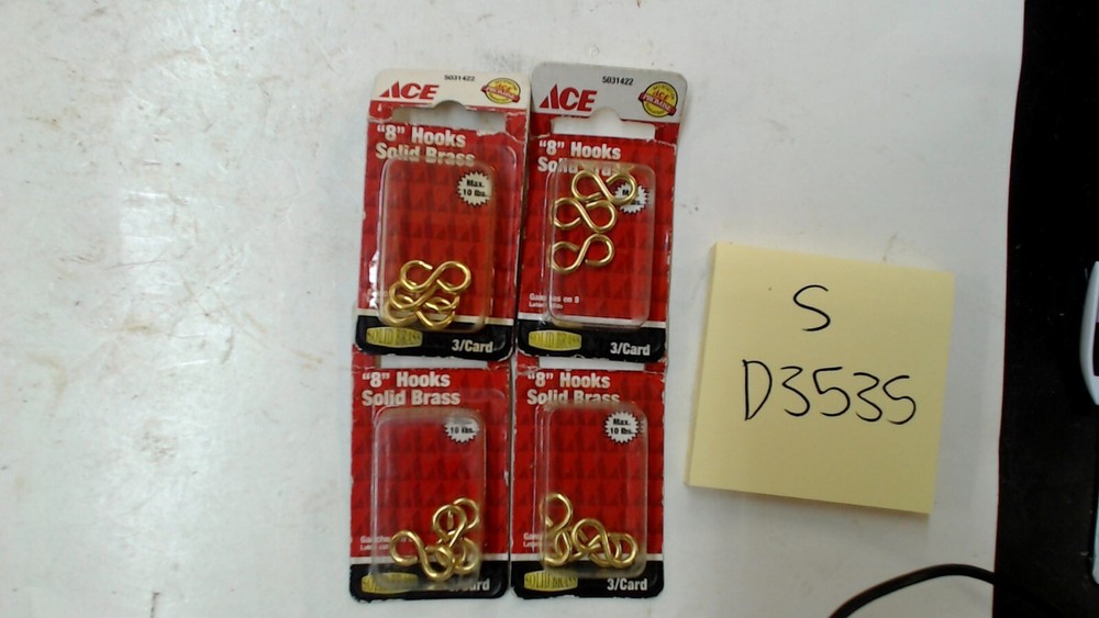 5031422 Ace "8" Hooks Solid Brass