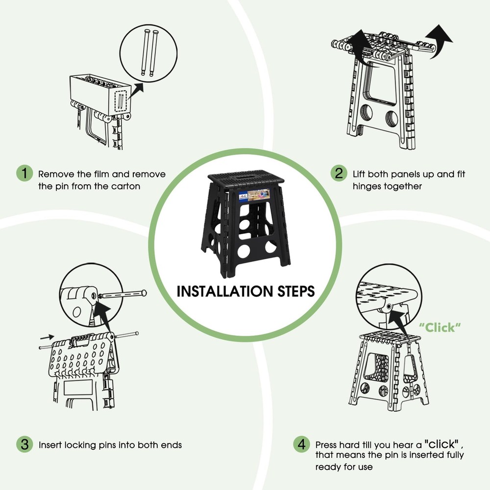 Folding Step Stool Foldable 16 Inch Stools for Adults and KidsPlastic Stools ...