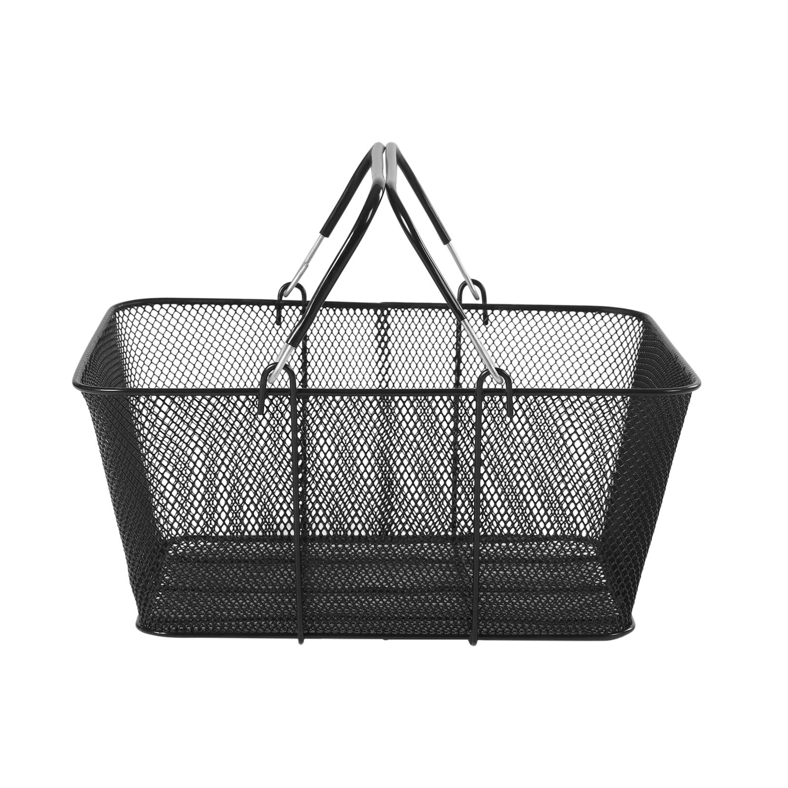 12 Pcs Shopping Baskets With Handles Black Metal Shopping Basket Stackable Iron