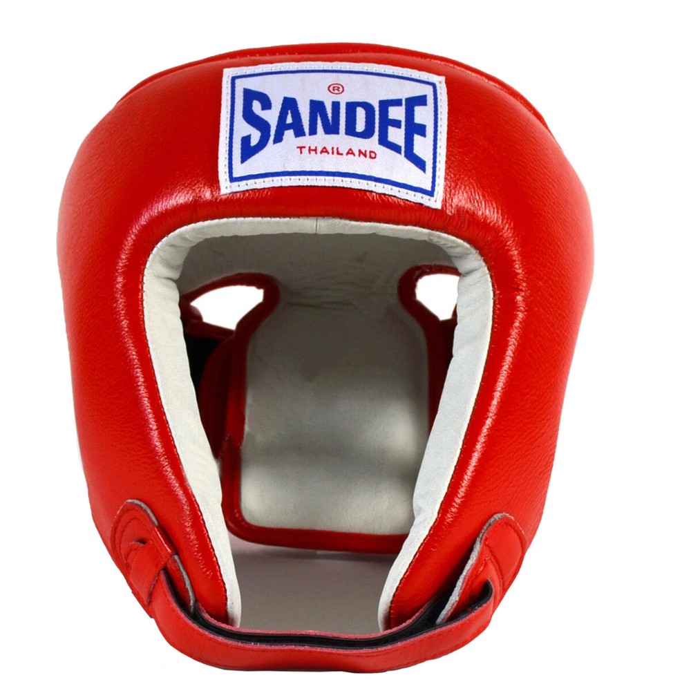 Sandee Open Face Leather Headgear - Small - Red/White