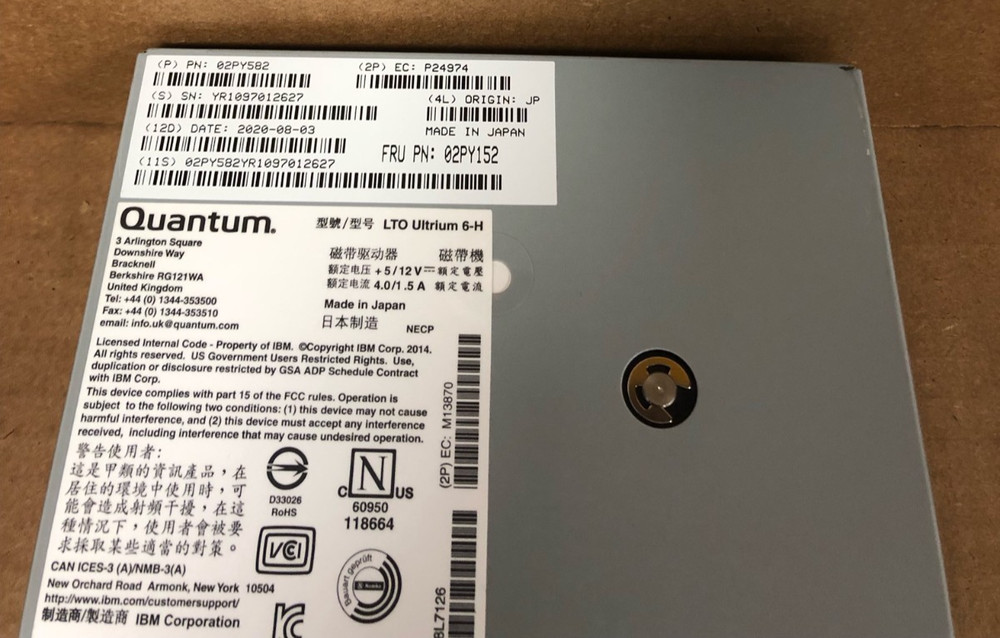 IBM Quantum LTO6 Ultrium 6-h sas External Tape Drive (UNTESTED)