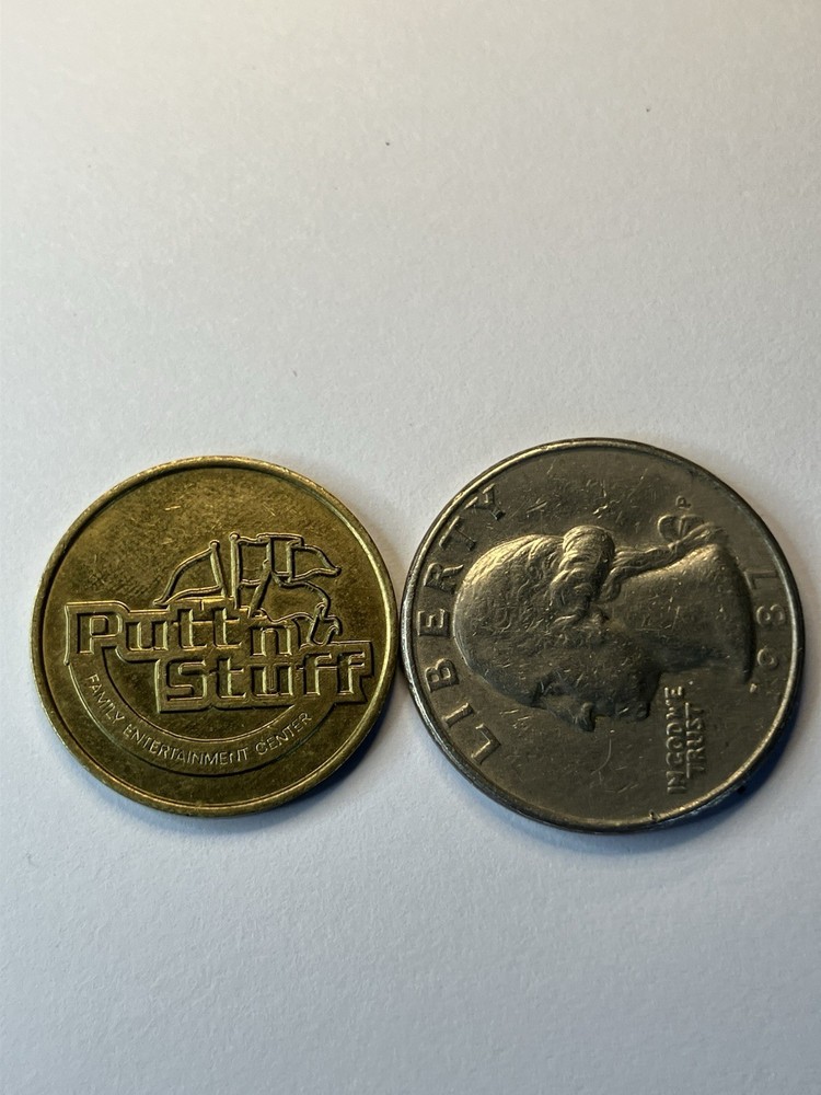 Scarce Putt N Stuff Arcade Token Brass #um1