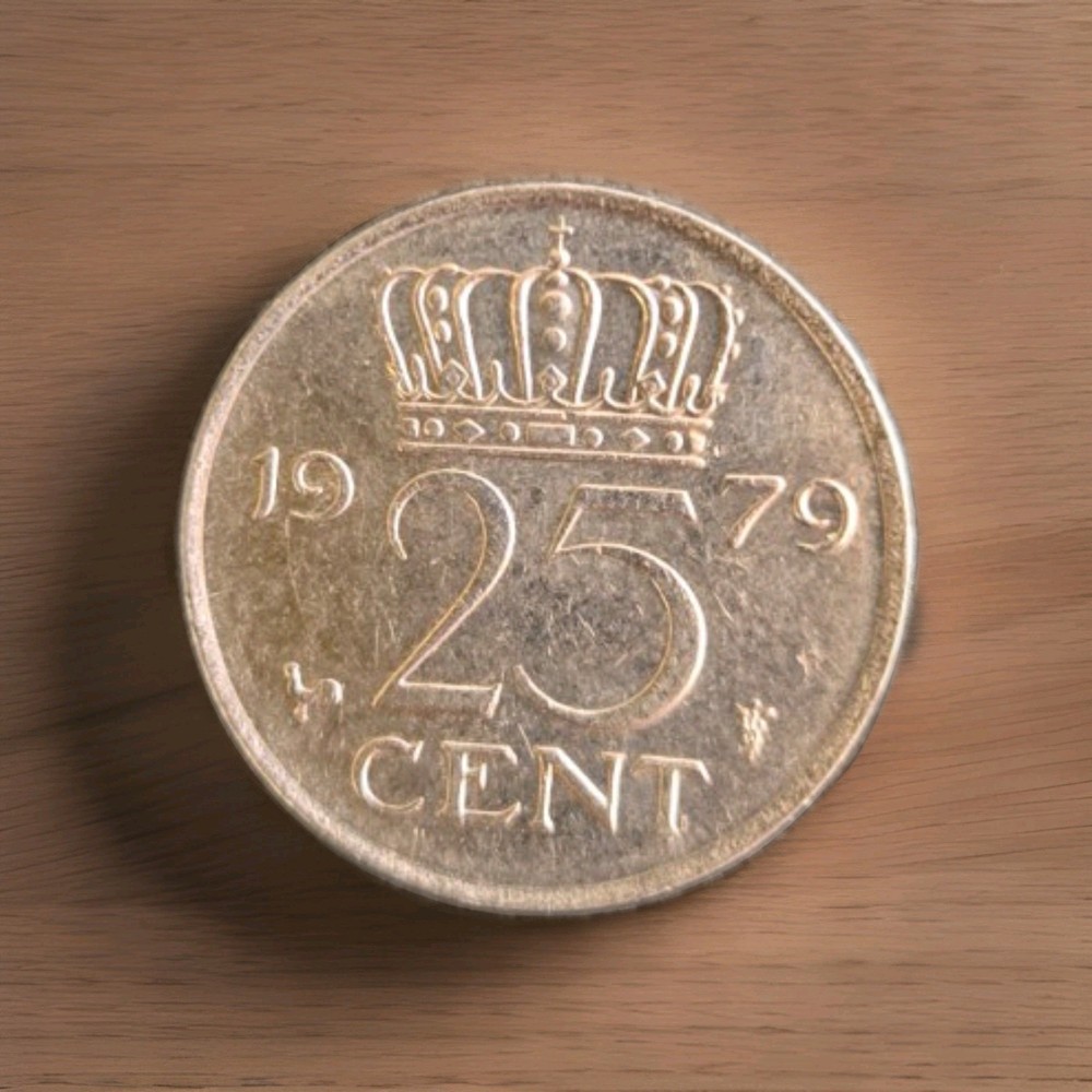 1979 Netherlands 25 Cents Coin.