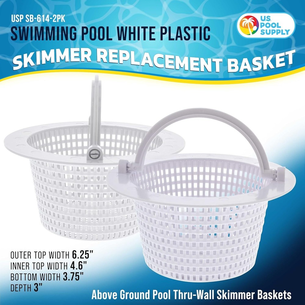 2 Pack Above Ground Pool Skimmer Baskets - Efficient Debris Cleanup with Handles
