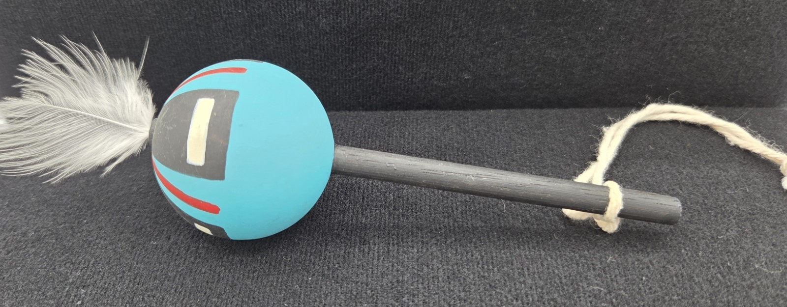 Hopi Kachina Ceremonial Spiritual Rattle Native American Indian Feather Folk Art