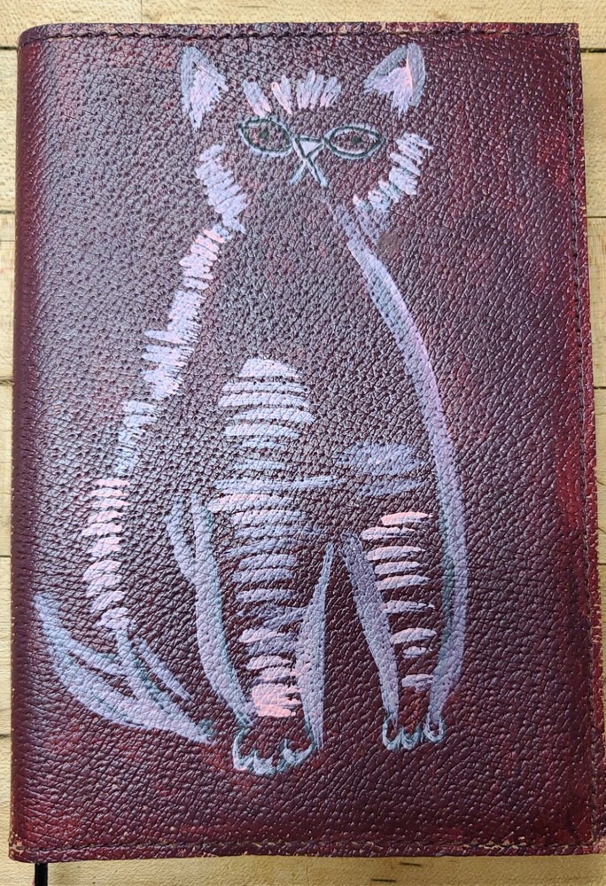 Grumpy Cat Hand Painted Leather Journal- Refillable Valentines Gift