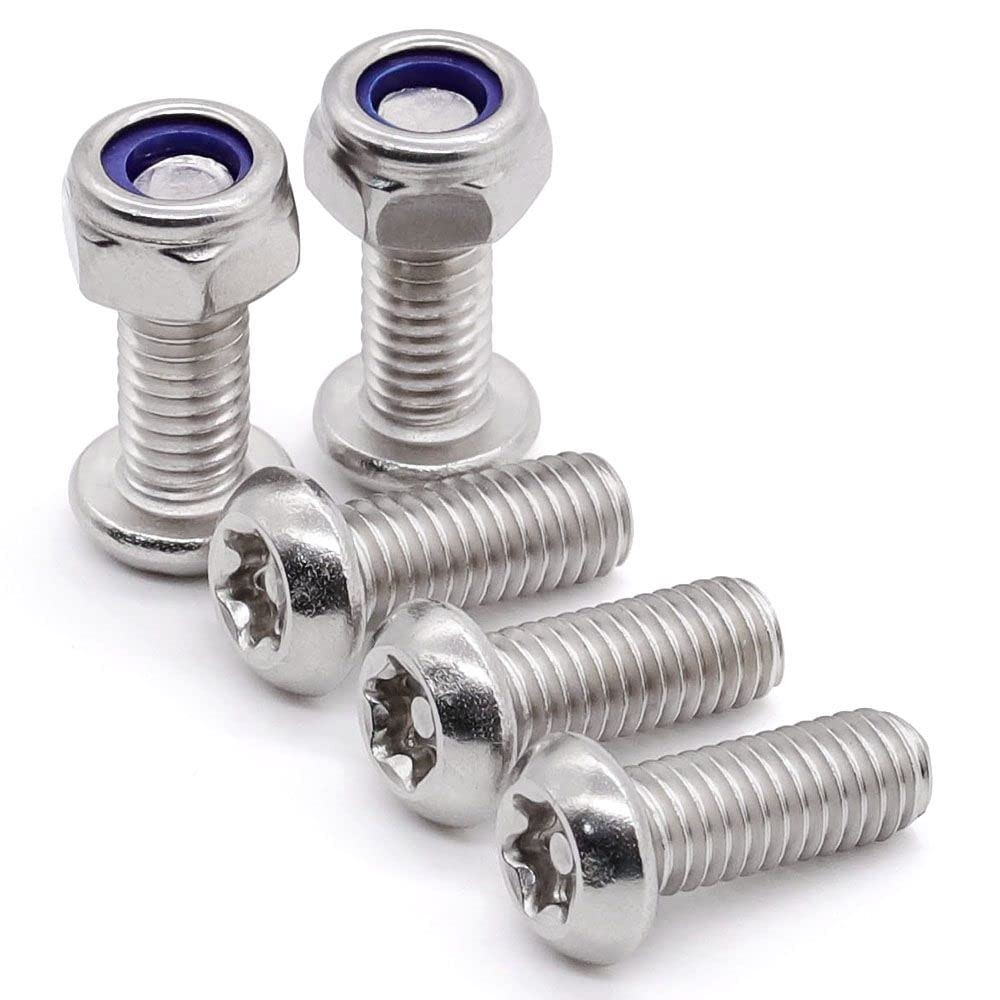 50 Sets M5 x 10mm Button Torx Head Tamper Proof Security Screws with M5 Locknuts