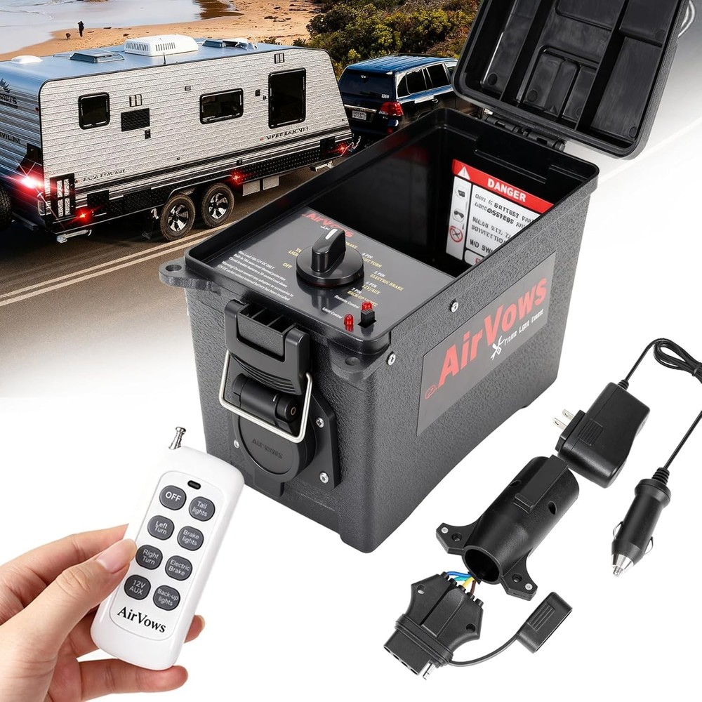 Trailer Light Tester with Remote Control Function,7-Way Flat Spade Pin,6-Way ...