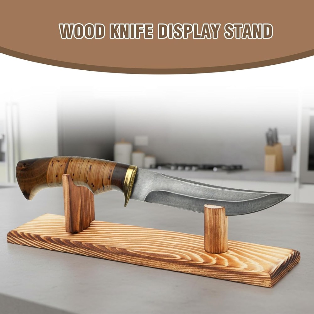 2-piece Knife Display Stand - Fixed Blade Knife Holder for Collection Finished D