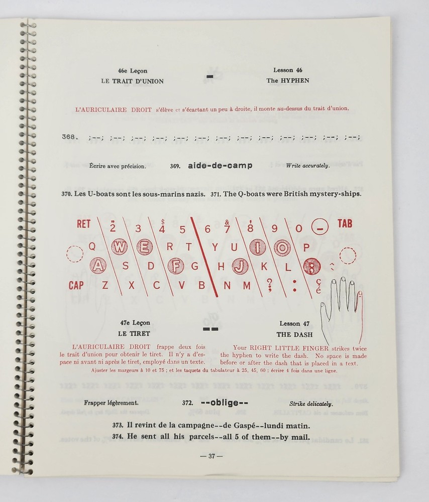 Vintage LaSalle Bilingual Method Elementary Course For Typing Book Montreal