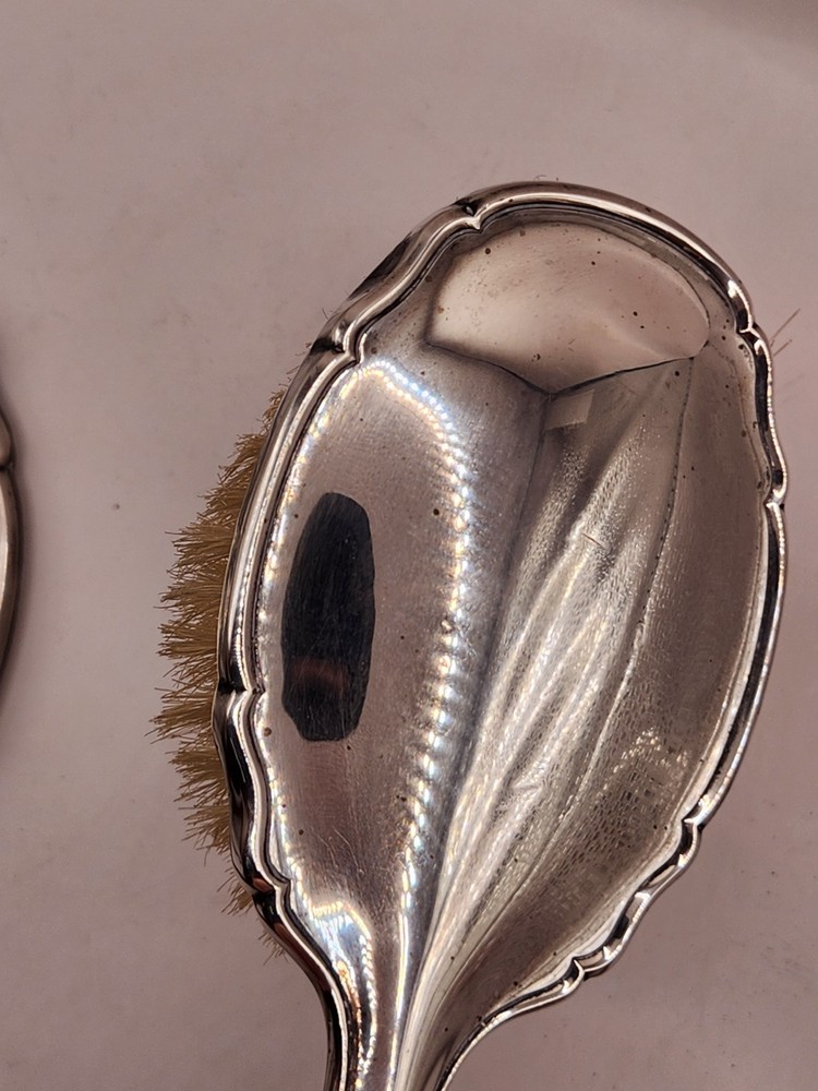 Vintage 835 German Silver Dressing Table Vanity Set Mirror and Brush