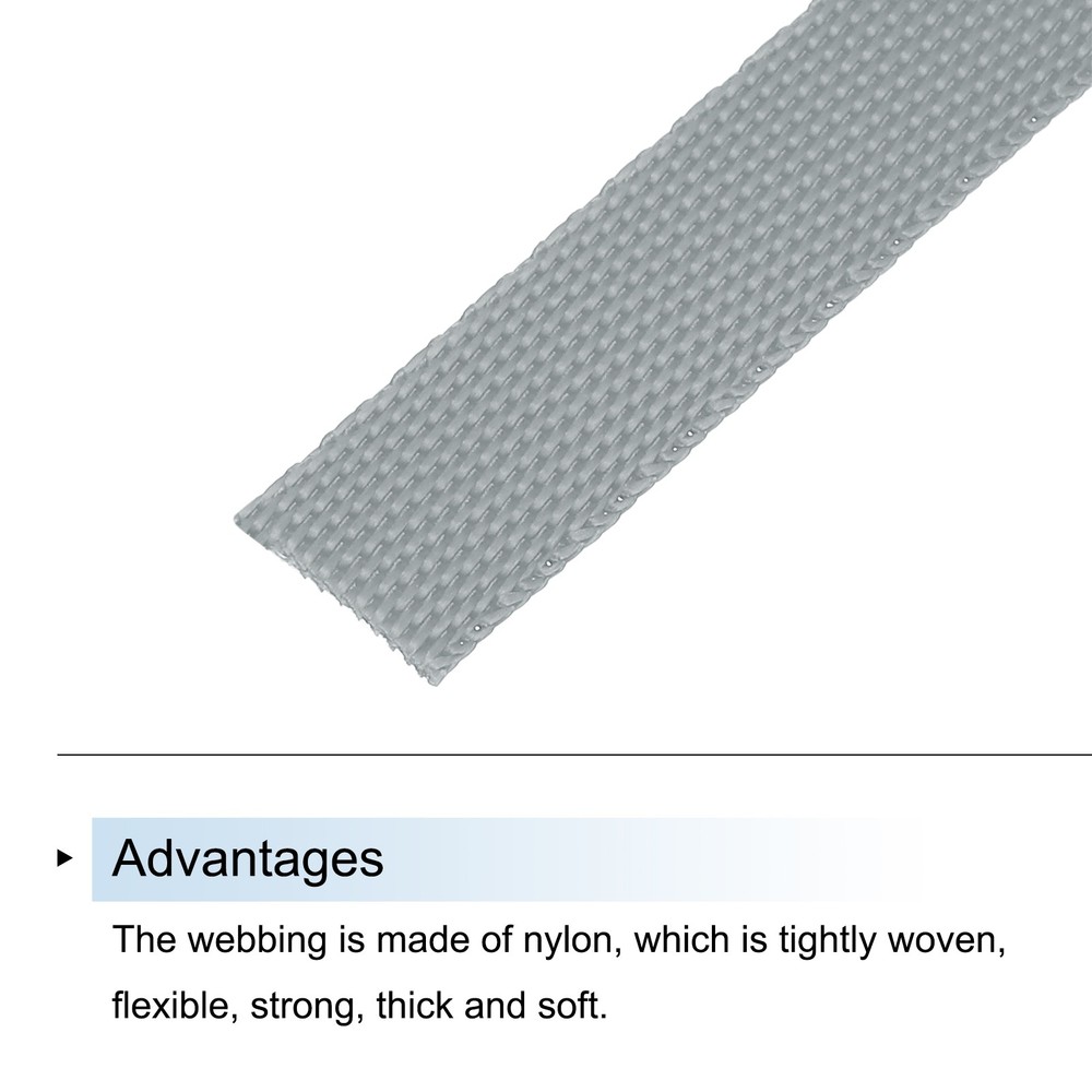 Nylon Webbing Strap Flat 3/8" 50 Yards Shadow Grey for DIY Backpack Luggage-rack