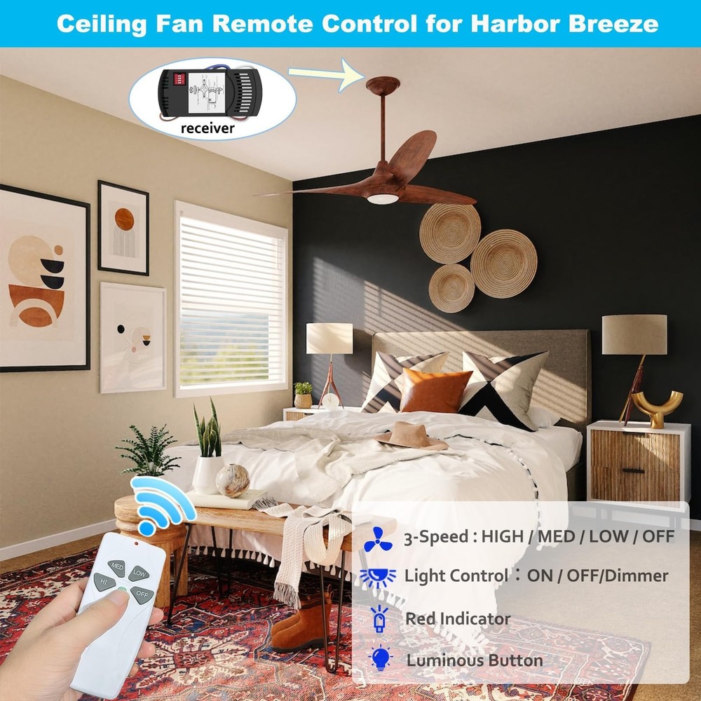 Universal Ceiling Fan Remote Control Kit, Replacement for Hunter/Harbor Breeze
