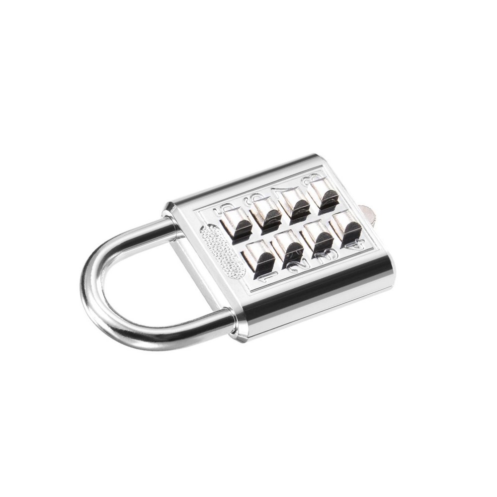 8-Digit Combination Padlock Push Button Lock for Locker Cabinet Silver Tone