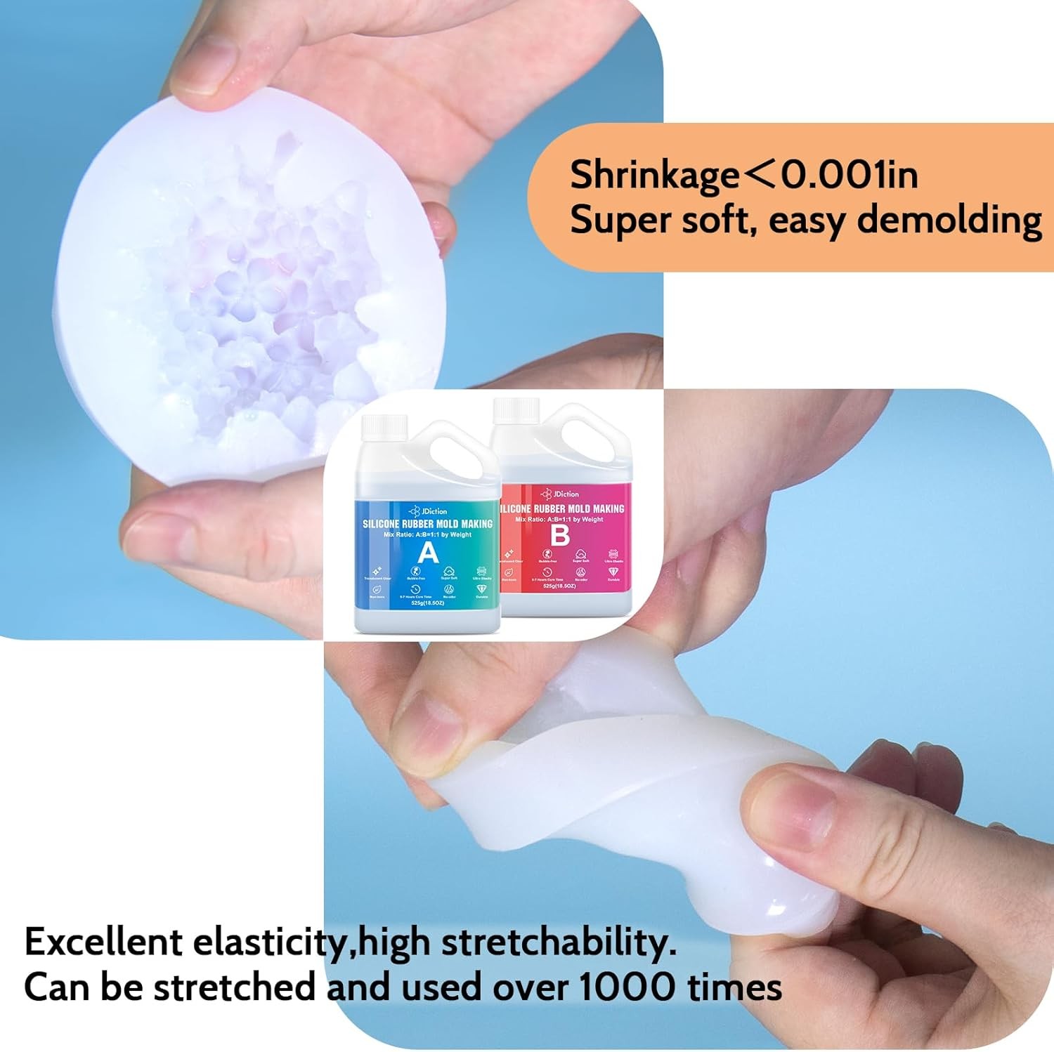 Silicone Mold Making Kit, 2.32lb(37oz) Super Elastic Liquid Silicone for Mold Ma