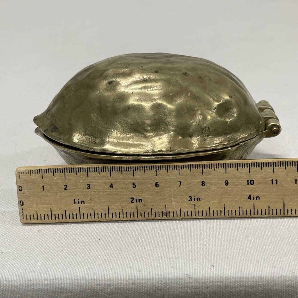 Vintage Solid Heavy Brass Walnut Nutcracker