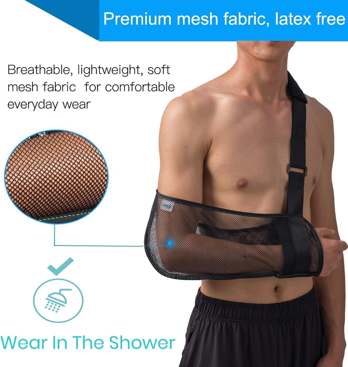 Mesh Arm Shoulder Sling - Medical Shoulder Immobilizer Shower - Adjustable Arm
