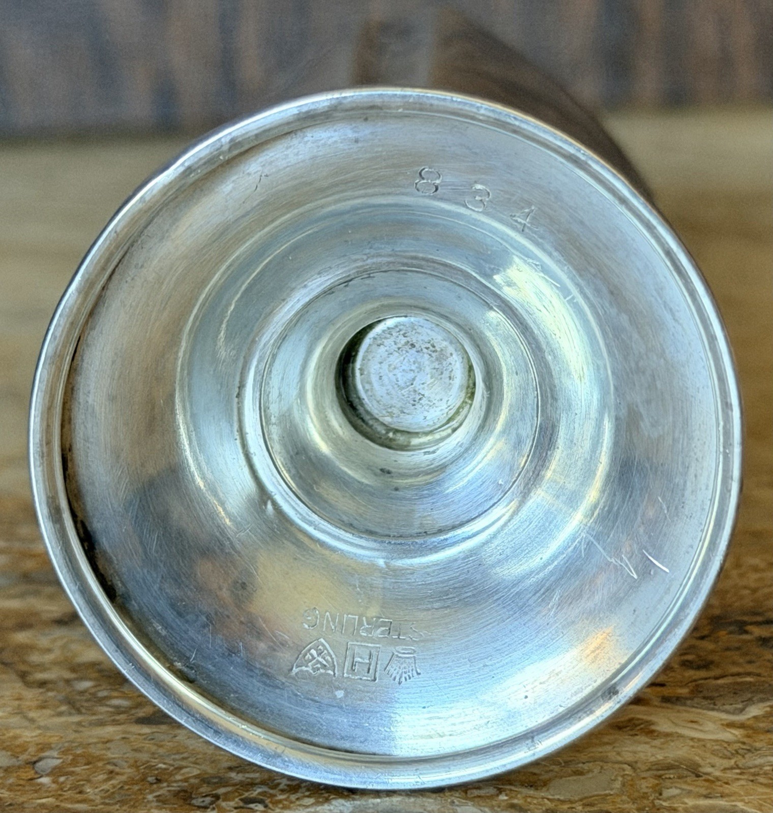 One Antique Sterling Silver Salt Or Pepper Shaker ~ Marked Crown/H/Shield #834