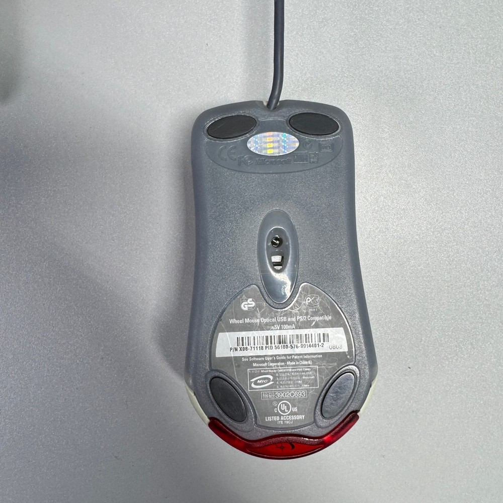 Microsoft Wheel Mouse Optical USB and PS/2 E-C011-00-2225 White Tested