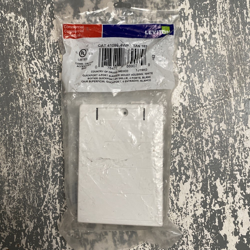 41089-4WP Leviton Surface-Mount QuickPort Box, 4-Port, White