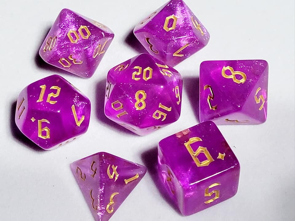Faerie Fire D&D Dice Set | Poly RPG DnD Dungeons Dragons AD&D Pathfinder d20