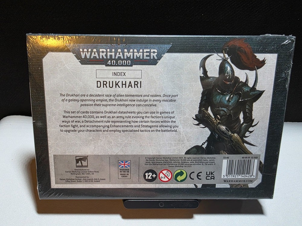 Warhammer 40k Dark Eldar Drukhari 10th edition Index Cards. OOP, Sealed.