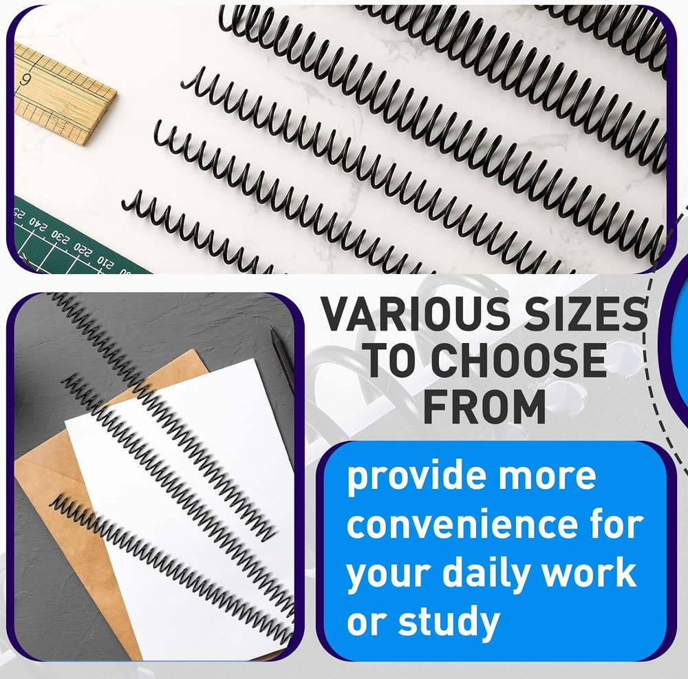 150 Pack Spiral Binding Coils, 4:1 Pitch Plastic Binding Coils Kit, 6 Different