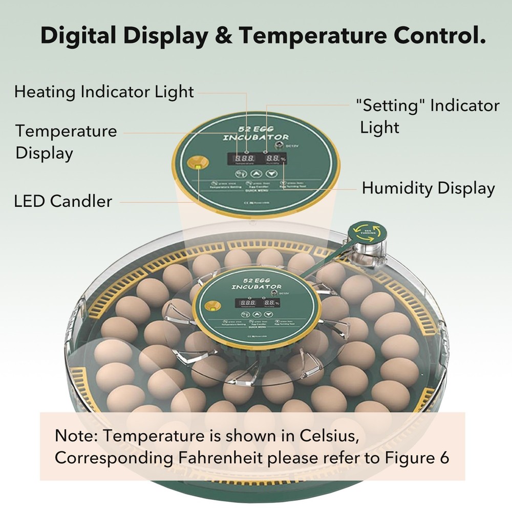 HBN 52 Egg Incubator with Automatic Egg Turning & Temperature Control