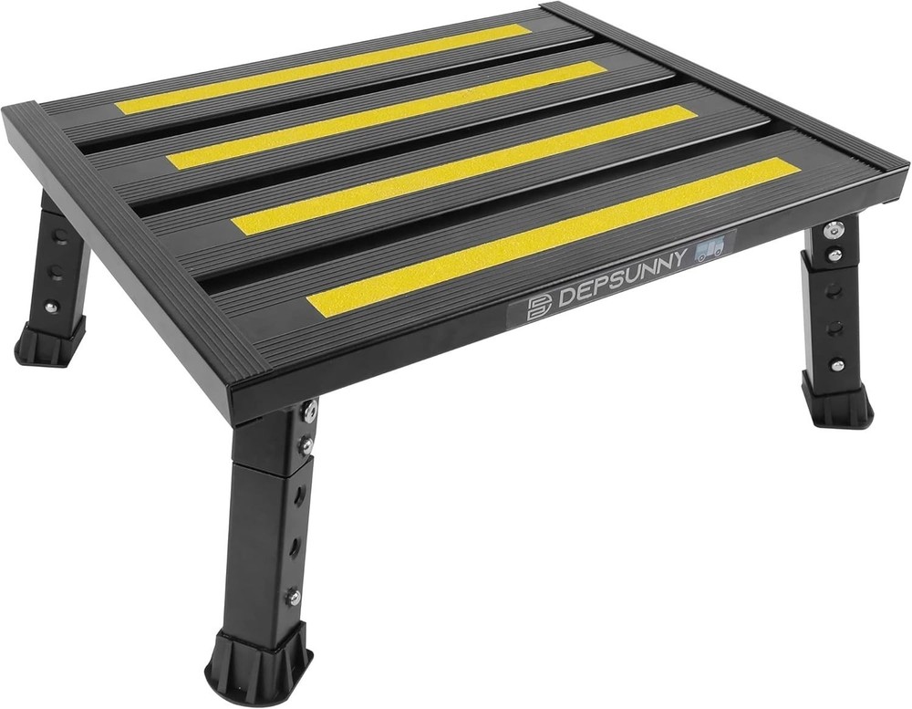 Adjustable Height Aluminum RV Step Stable Foldable Platform Step Stool 1,000lb