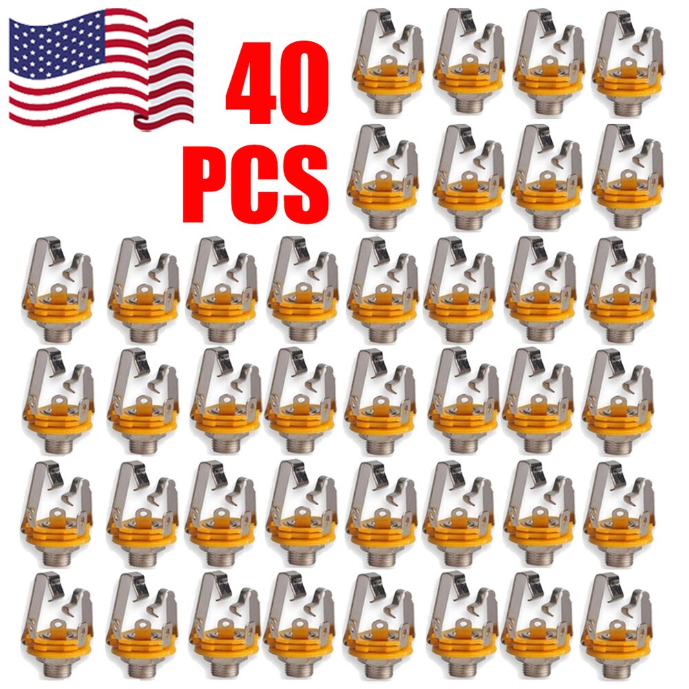 40Pcs 1/4" 6.35mm Stereo Socket Jack Female Connector Panel Mount Solder