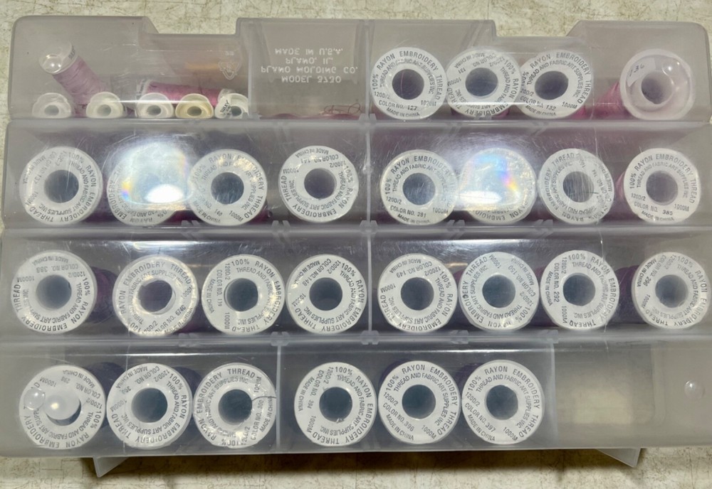 Rayon Machine Embroidery Art Thread 188 Spools w/Smart Cases & 15 Bobbins