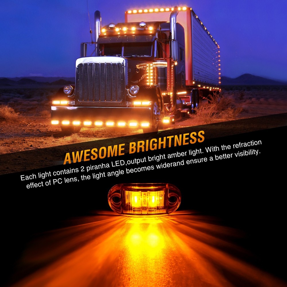 Nilight 2.5Inch Oval Side Marker Light 20PCS 2 Diode LED Trailer Indicator Light