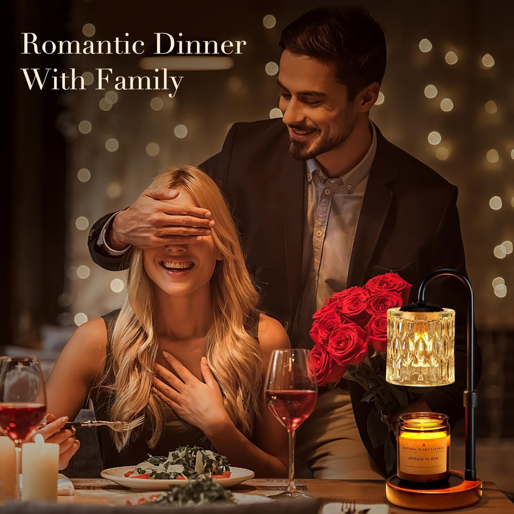 Briever Dimmable Candle Warmer Lamp with Timer, Height Adjustable Electric Ca...