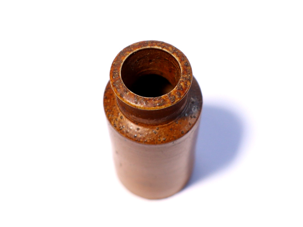c1900 Miniature / Sample Salt Glazed Stoneware BLACKING POT Jar 2"