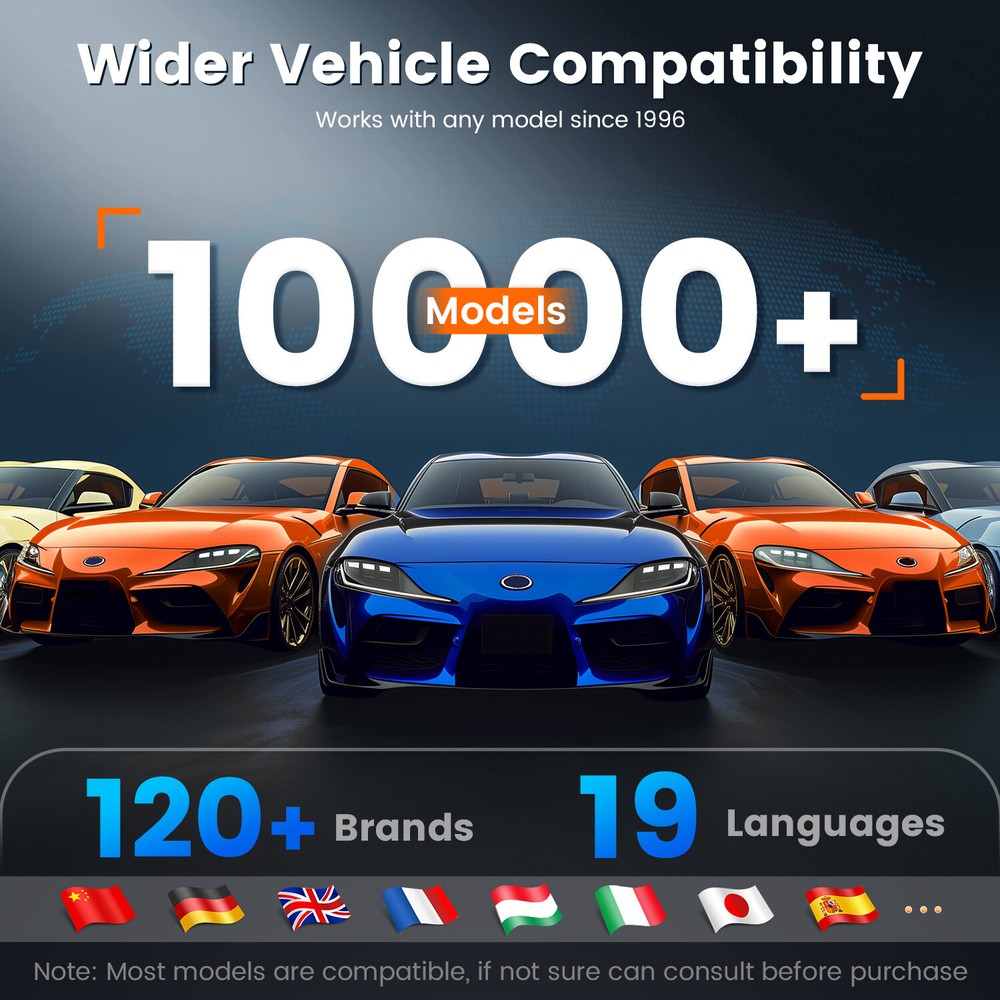 ANCEL DS100 OBD2 Scanner Check Engine Code Lifetime Free Update Brake Reset Test