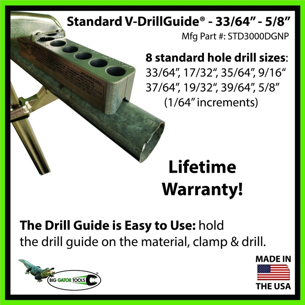 Big Gator Tools - STD3000DGNP - Drill Bit Jig - V-DrillGuide Drilling Accessory