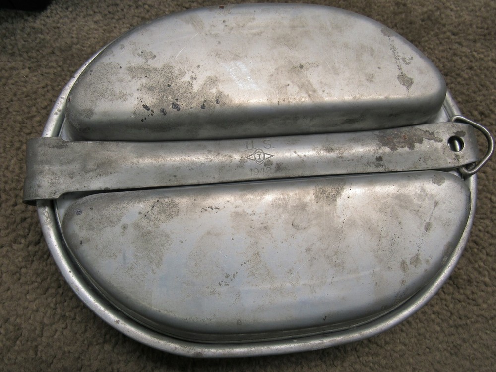 US WW2 M1942 Mess Kit Meat Can Early War Zinc Plated Steel Less Common Maker
