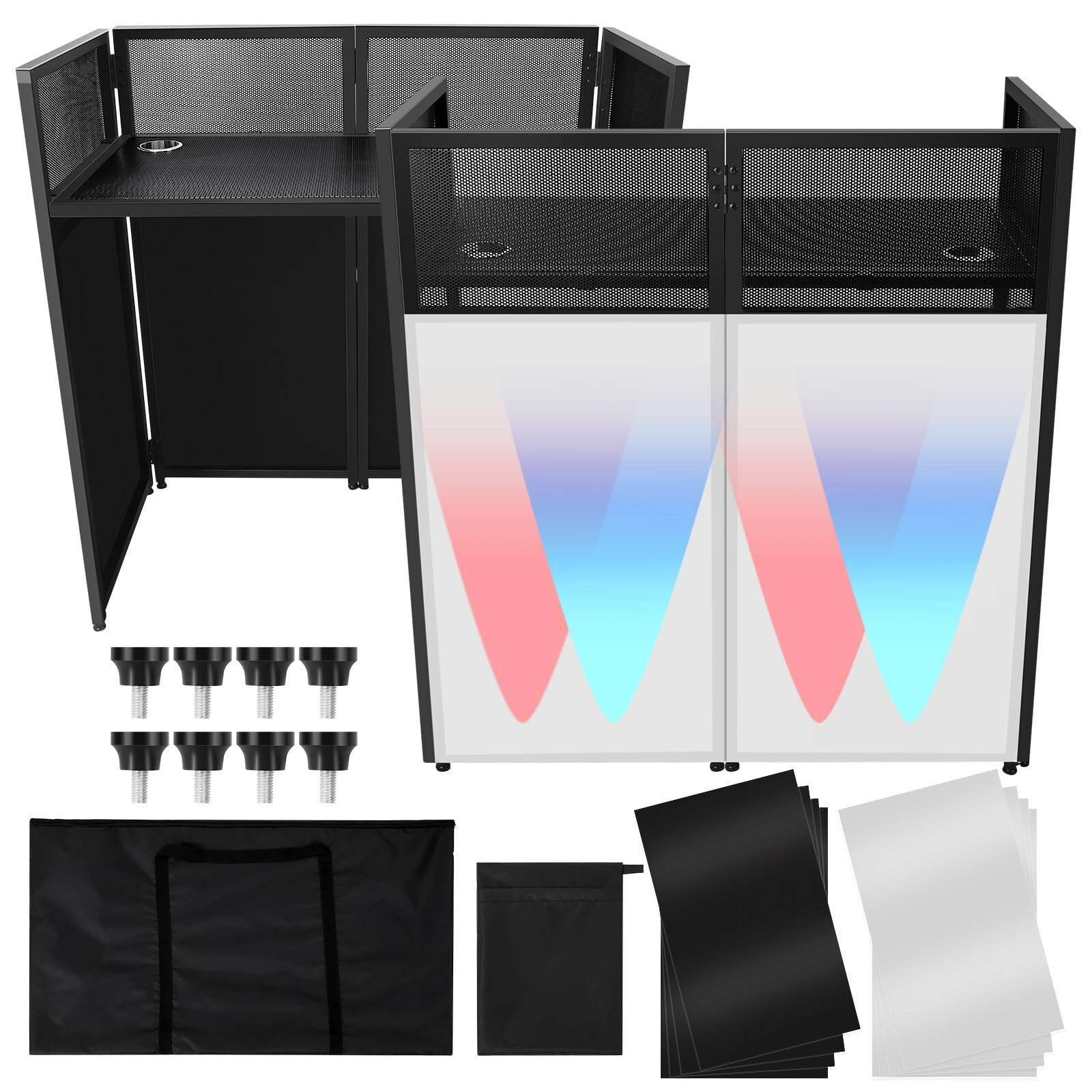 Portable DJ Facade Booth 42" Lx46" Hx21" W DJ Table Stand Booth DJ Table Station