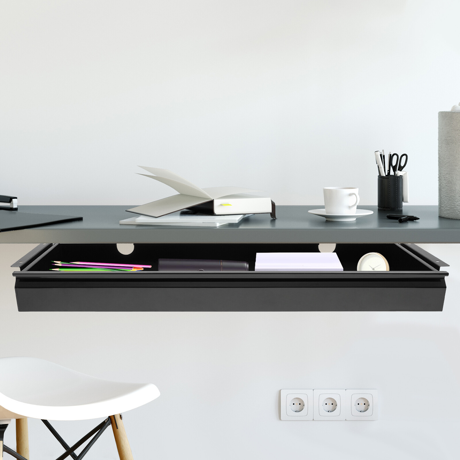 Under Desk Mounted Sliding Pull-out Drawer Storage Organizer Pull-out Drawer