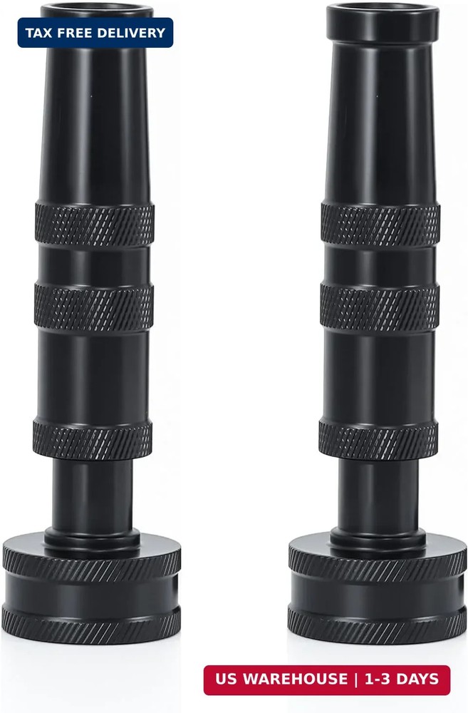 [2 Pack] RESTMO 100% Solid Brass Adjustable Twist Hose Nozzle with Anti-Rust Coa