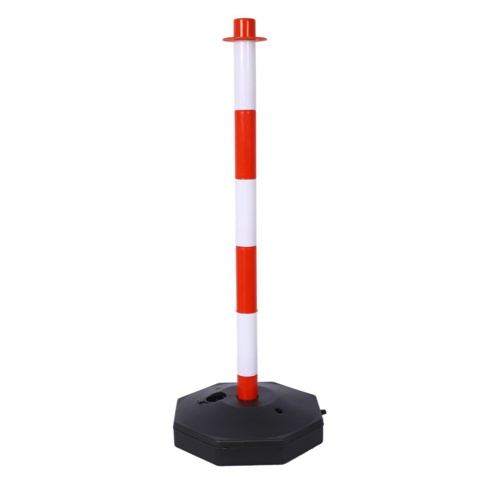 High Visibility White Red Plastic Traffic Delineator Post Fillable Base